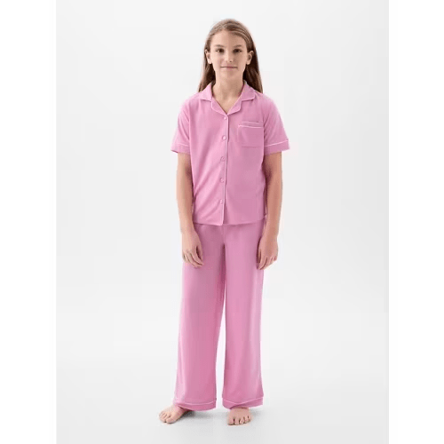 Kids Recycled PJ Set in sugar pink, size: 6