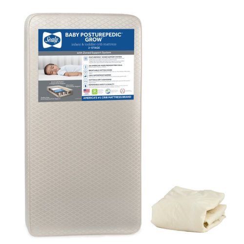 Sealy Baby Posturepedic Grow Breathable 2-Stage Waterproof Baby Crib Mattress & Toddler Bed Mattress, GREENGUARD Gold Certified, 52" x 28" & Reviews | Wayfair