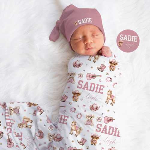 Personalized Cowgirl Baby Blanket: Western Swaddle, Minky or Sherpa