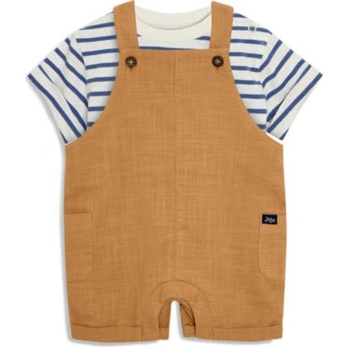 Stripe Cotton T-Shirt & Overalls Set, 6-12M