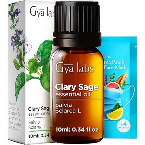 100% Pure Clary Sage Essential Oil - 0.34 Fl Oz - Clary Sage Oil for Hair, Skin, Diffuser, Aromatherapy & DIY Candle Making Scent