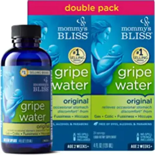 Mommy's Bliss Original Gripe Water, Infant Gas and Colic Relief, Gentle & Safe, 2 Weeks+, 4 Fl Oz (Pack of 2) - Gripe Water Original