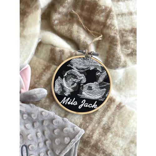 Custom Embroidered Ultrasound Embroidery Hoop Art — Baby Shower Gift — Sonogram Ornament — Pregnancy Announcement