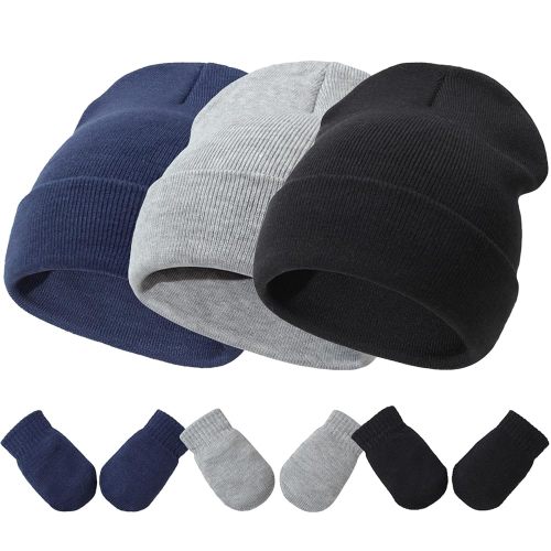 Baby Hats and Mittens Set Infant Toddler Beanie Caps Hospital Hat Set Newborn Gloves for Baby Boys Girls