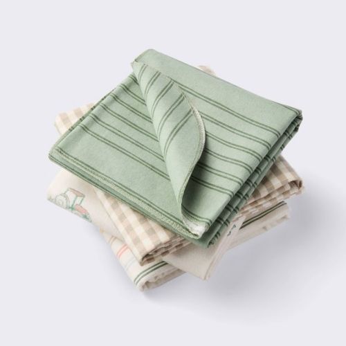Flannel Baby Blankets - Farm Friends - 4pk - Cloud Island™: Cotton, 30" x 30", Animal Prints, Farm and Country Theme