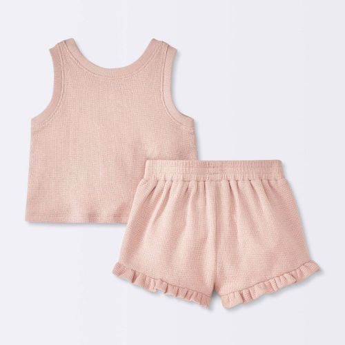 Baby Girls' Chenille Shell Tank Top & Shorts Set - Cloud Island™ Pink 18M