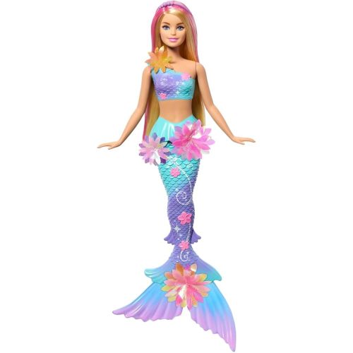 Barbie Mermaid Toy Dolls with Surprise Magic Blooming Flowers Feature, Ombre Tails, Pearl Headband Accessory & Long Blonde Hair with Pink Highlights