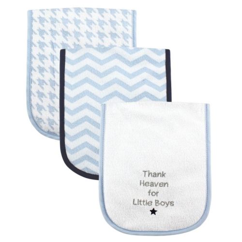 Luvable Friends Baby Boy Cotton Burp Cloths with Fiber Filling 3pk, Boy Thank Heaven, One Size