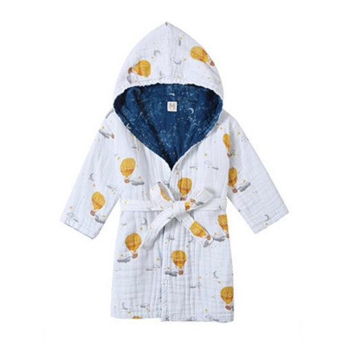 Malabar Baby GOTS Certified Organic Cotton Muslin Hooded Reversible Bath Robe