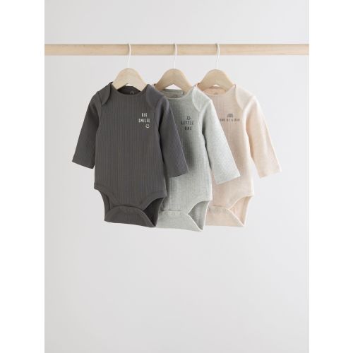 Monochrome Baby Long Sleeve Bodysuits 3 Pack
