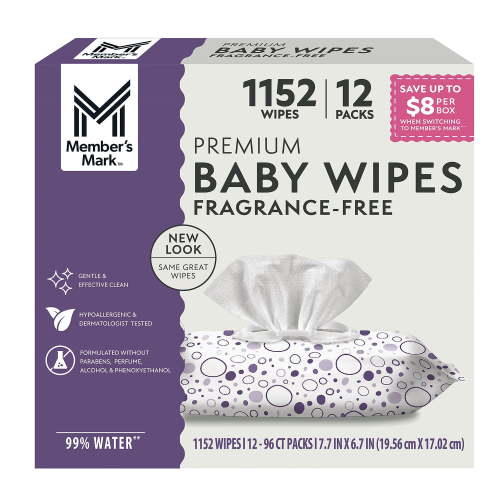 Member's Mark Premium Baby Wipes, Fragrance Free, 12 pk., 1152 Wipes