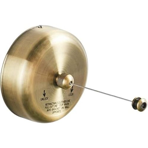 BESy Retractable Clothesline SUS304 Stainless Steel Clothes Dryer with Adjustable Stainless Steel Rope String Hotel Style Heavy Duty,9.2 Feets,Antique Brass Finish, Round Style