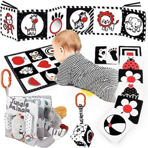 Amazon.com: DRAMATION 5 in 1 High Contrast Baby Toys 0-3 Months for Newborn, Tummy Time Toys Montessori Toys for Babies 0 3 6 9 Months - Infant Sensory Soft Book Toys for Babies Girls Boys Baby Gifts : Toys & Games