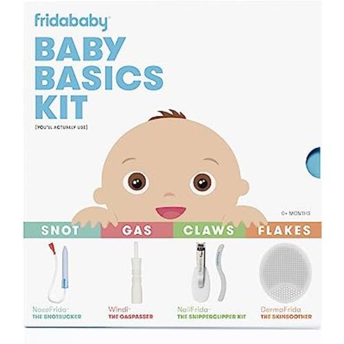 Frida Baby Baby Basics Kit |Includes NoseFrida, NailFrida, Windi, DermaFrida + Silicone Carry Case