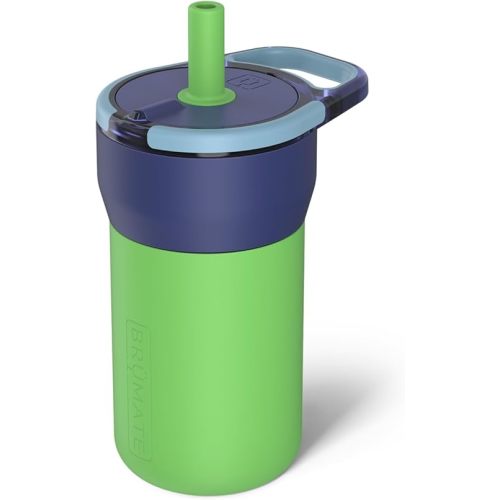 BrüMate Leap 12oz 100% Leakproof Kids Tumbler with Handle and Silicone Soft Straw | Drop Resistant Silicone Sleeve | For Kids 4+ | Insulated Stainless Steel | Cup Holder Friendly | 12oz (Neutron)