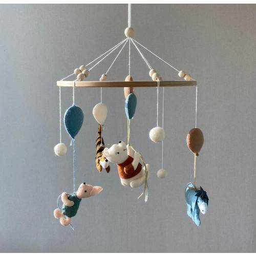 Winnie the Pooh and his friends, Baby mobile boy, cot girl mobile, Vintage Winnie the Pooh Nursery, hanging teddy bear mobile, baby shower.