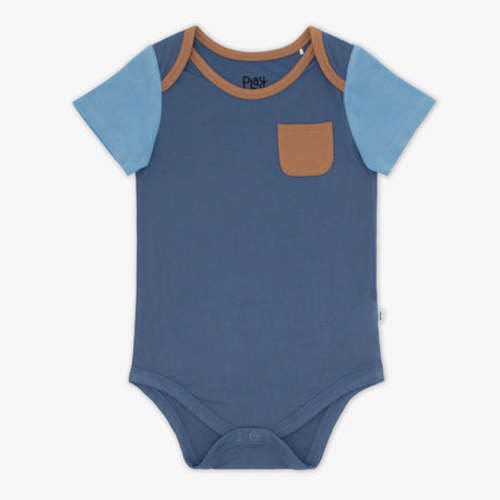 Vintage Navy Colorblock Pocket Bodysuit