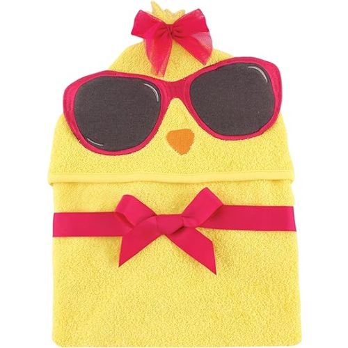 Hudson Baby Unisex Baby Cotton Animal Face Hooded Towel, Cool Chick, One Size