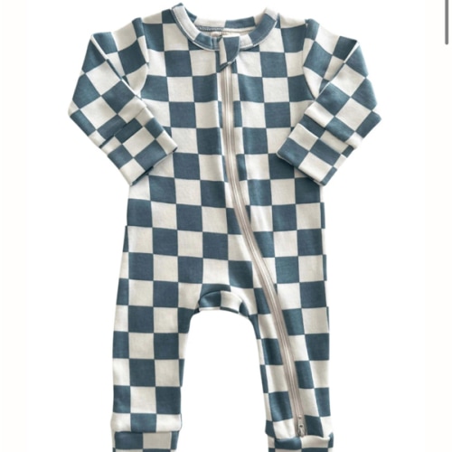 Blueberry Muffin Checkerboard / Organic 2-Way Zip Romper – SpearmintLOVE