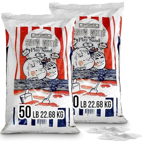 U.S. Silica Snow White Play Sand, Super Soft & Low Dust, Sparkling White, Clean & Screened for Kids Play, 50-Pound Bags, 2 Pack