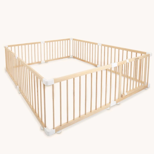 HARPPA Baby Gate Playpen, DIY Foldable Wooden Play Gate, Non-Toxic Foldable Wooden Play Yard for Babies & Toddlers, Adjustable DIY Baby Fence, Large & Small Safe Play Area, Easy-Assembly Natural Finish Indoor Playpen, DIY Playpen Foldable Wooden Playpen,