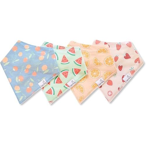Copper Pearl Baby Bandana Bibs - 4 Pack Soft Cotton Bibs for Drooling & Teething, Absorbent, Adjustable Fit, Many Styles