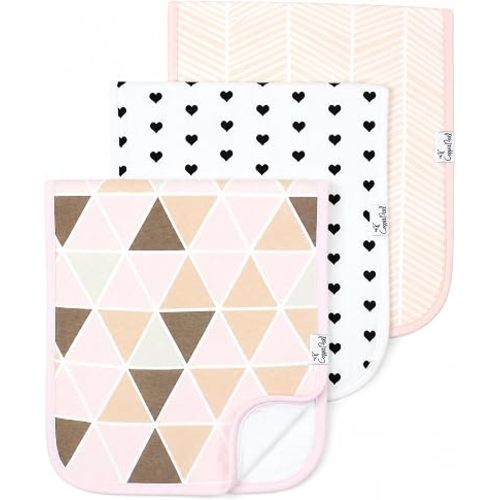 Copper Pearl Premium Baby Burp Cloths - 3-Pack Large Cotton Burp Cloths, Extra Soft Spit Up Rags with 3 Absorbent Layers, Perfect for Baby Boy and Baby Girl Gifts