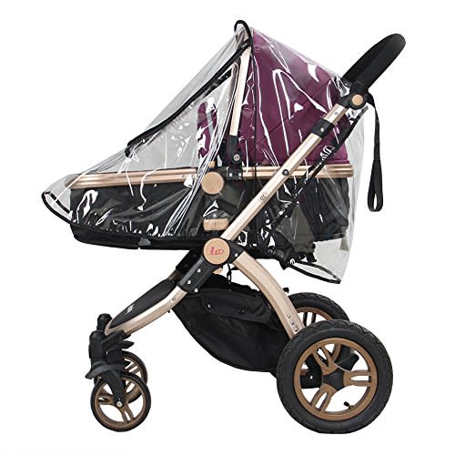 Msiud Stroller Rain Cover, 1PC PVC Universal Clear Breathable Waterproof Windproof Dustproof Pram Accessory with Zip Baby Travel Weather Shroud for General Umbrella Strollers