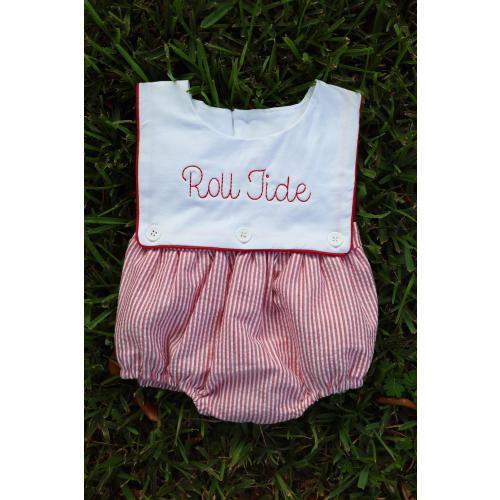 Alabama Baby Onesie – Seersucker Personalized Bodysuit – Game Day Outfit –Roll Tide Game Day Onesie – Embroidered College Baby Clothes