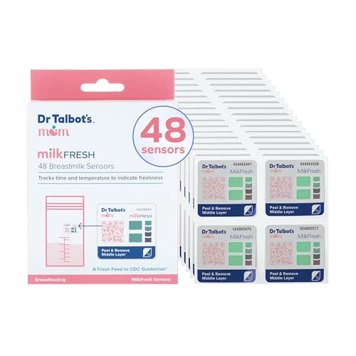 Dr. Talbot's Mom MilkFresh Breast Milk Sensors - Track Freshness of Pumped Milk with App. Manage Storage Bag Inventory, 48 pk