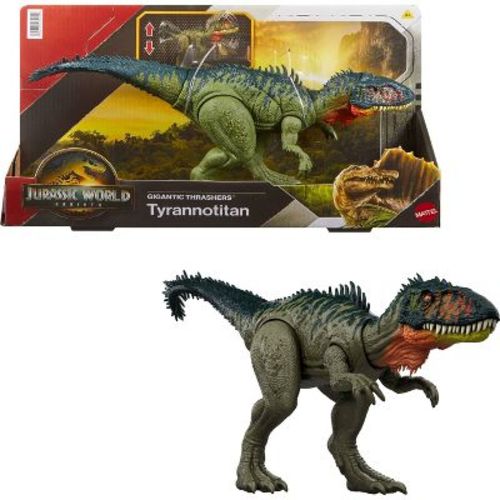 Jurassic World Rebirth Gigantic Thrashers Tyrannotitian Dinosaur Figure Toy, Tail Activated Attack