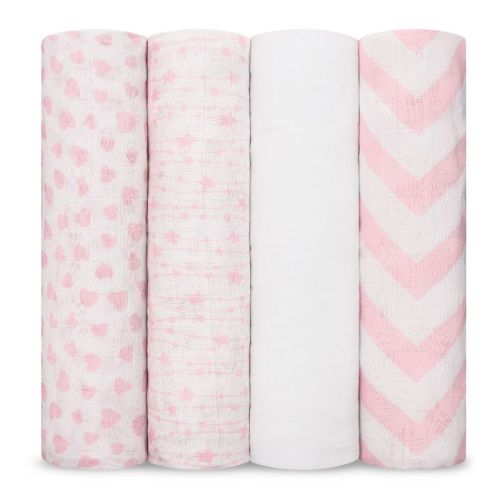 Muslin Swaddle Blankets Neutral Receiving Blanket for Boys and Girls by Comfy Cubs - Pink