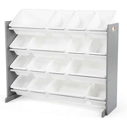 Humble Crew Supersized Toy Storage Organizer with 16 Removable Bins, Grey/White – Large Toy Storage for Toddlers Ideal for Kids' Rooms, Playrooms, and Nurseries - Modern Toy Bins for Kids
