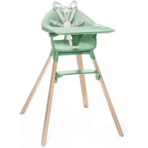 Stokke Clikk High Chair, Clover Green - All-in-One High Chair with Tray + Harness - Light, Durable & Travel Friendly - Ergonomic with Adjustable Features - Best for 6-36 Months or Up to 33 lbs