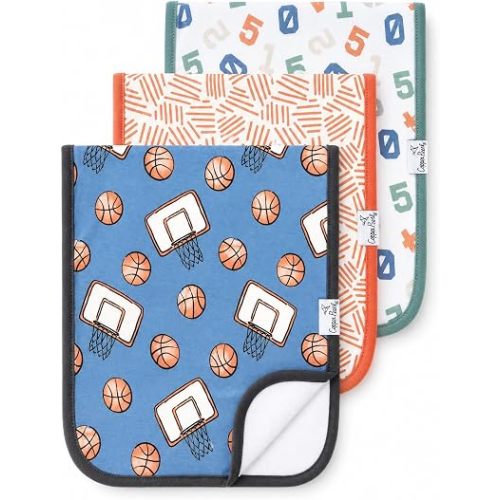 Copper Pearl Premium Baby Burp Cloths - 3-Pack Large Cotton Burp Cloths, Extra Soft Spit Up Rags with 3 Absorbent Layers, Perfect for Baby Boy and Baby Girl Gifts (21" x 10" Size, Dunk Set)