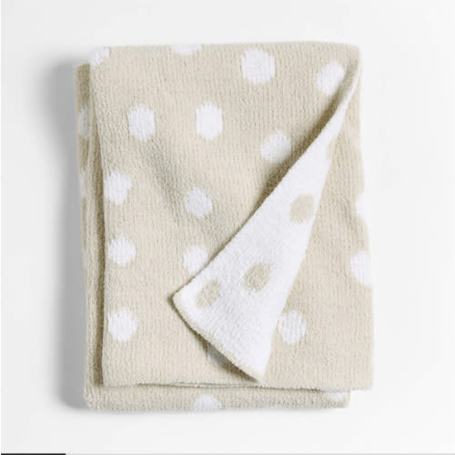 Reversible Stone Tan Chenille Dot Baby Stroller Blanket