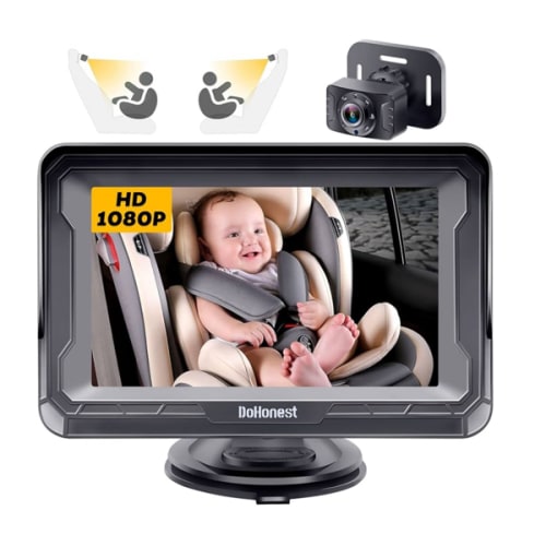 DoHonest Baby Car Camera HD 1080P - Rear-Facing Car Baby Monitor with Night Vision, Adjustable View Angle, Easy Setup, Anti-Glare Display, Safety for Kids & Infants