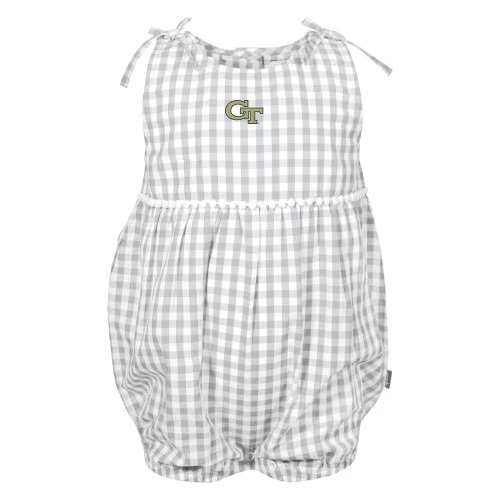 Georgia Tech Emb Primary Mark TEAGAN Newborn Gingham Dress w