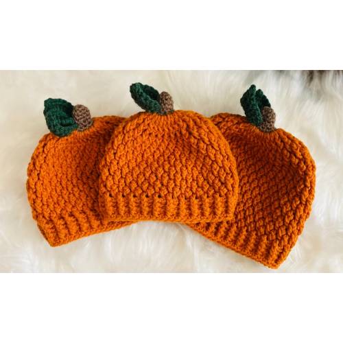 Pumpkin Hat/Beanie, Sizes baby to adult Made to Order
