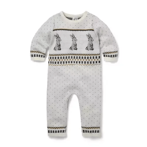 Baby Cream And Sugar Fair Isle Baby Bunny Fair Isle One-Piece by Janie and Jack