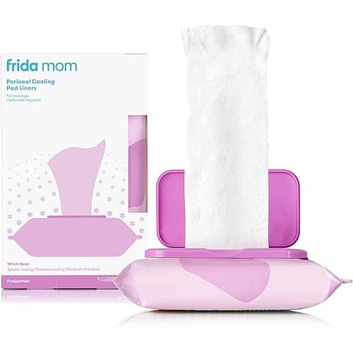 Frida Mom Witch Hazel Perineal Cooling Pad Liners for Postpartum Care, Hospital Bag Essentials for Pain Relief After Birth, Full-Length Medicated Cooling Pad Liners (24ct)