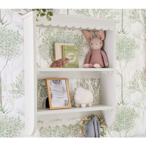 Scalloped Tiered Shelf with Hooks (28" x 24")
