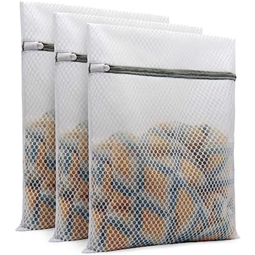 3Pcs Durable Honeycomb Mesh Laundry Bags for Delicates 12 x 16 Inches (3 Medium)