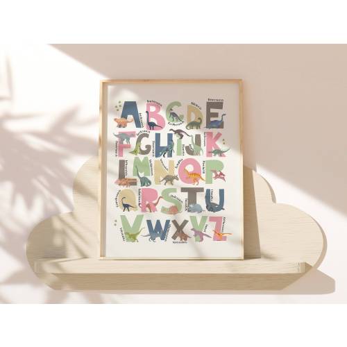 Dinosaur Alphabet, Kids dino alphabet, Educational Print, Gift for a Toddler, 1st Birthday Gift, Playroom Poster, Sign for Kids, Nursery