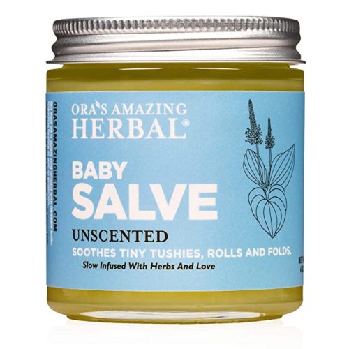 Baby Salve, Diaper Balm Ointment, Drool Rash Prevention, Natural Diaper Cream, Calendula Thyme Burdock Cream, Baby Eczema Acne and Rash Treatment, 4 oz, Ora’s Amazing Herbal