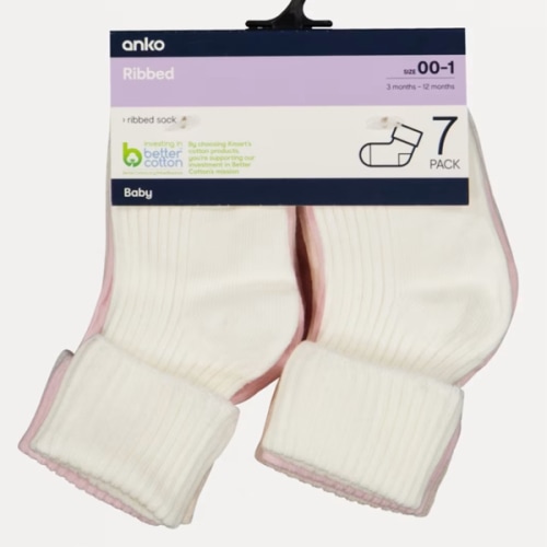 7 Pack Ribbed Socks - Kmart