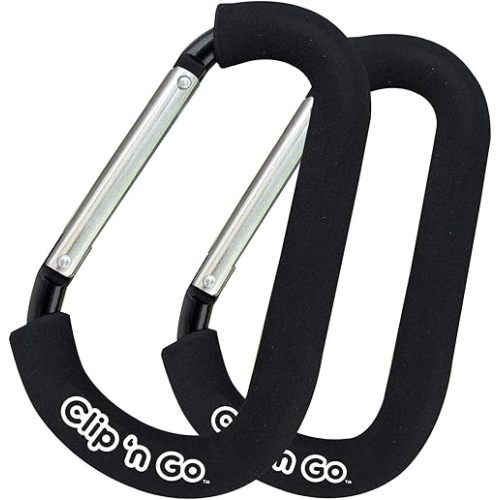 Stroller Hooks for Hanging Diaper Bags - Mommy Stroller Clip and Stroller Accessories Organizer Hook - Large Carabiner Clips for Mom Purse Shopping Grocery Bag and Accessory - (2 Pack)