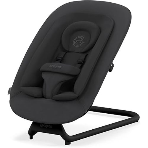 Cybex Lemo Self-Bouncing Baby Bouncer for Playing and Relaxing with Adjustable Harness and Breathable Mesh Backrest, Comfort Inlay with Head Hugger, and Stand, Stunning Black