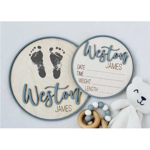 Baby Announcement Sign, Baby Name Sign for Hospital, Birth Announcement Sign, Footprint keepsake, Birth Stat Sign, Newborn Announcement Sign