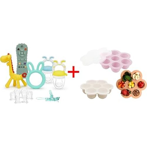 WAJIAYON Baby Food Storage Container, Silicone Baby Food Freezer Tray Baby Teething Toys for Babies 0-6 Months,Silicone Baby teethers for Babies 3-6 Months